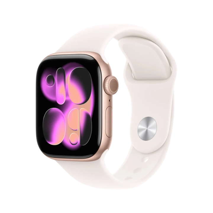 Apple Watch Series 11 GPS 42 mm ruusukulta alumiini, punanhäivä urheiluranneke - S/M